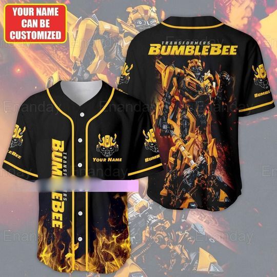 Custom Bumblebee Jersey Shirt, Transformers Baseball Jersey, Bumblebee Baseball Shirt, Vintage Robot Jersey, Bumblebee Baseball Jersey