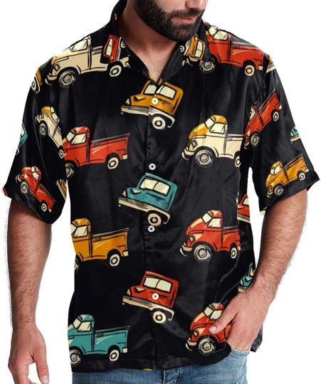 Old Pickup Truck and Cars Hawaiian T-Shirt, Aloha Beaches Button Up Shirt
