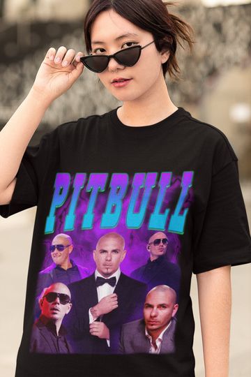 Pitbull Retro shirt, Pitbull Rapper Vintage 90's print T-Shirt, Pitbull Hip Hop Unisex Clothing, Pitbull Sweatshirt, Pitbull Gift
