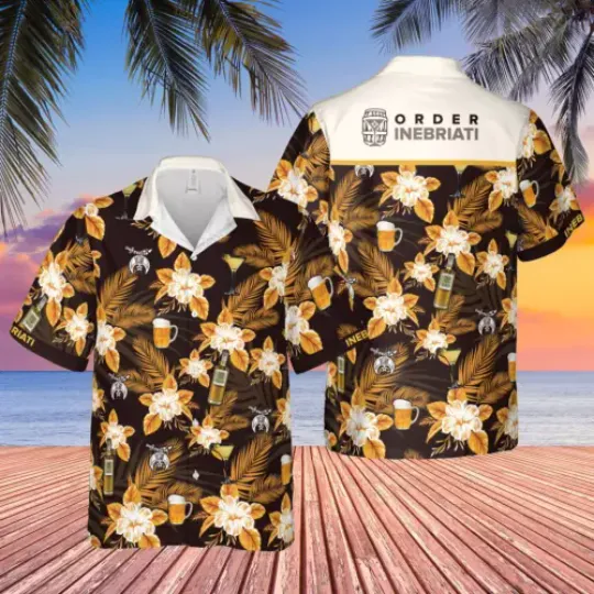 Inebriati Drink Beer Martini Tropical Short-Sleeve Hawaiian Shirt