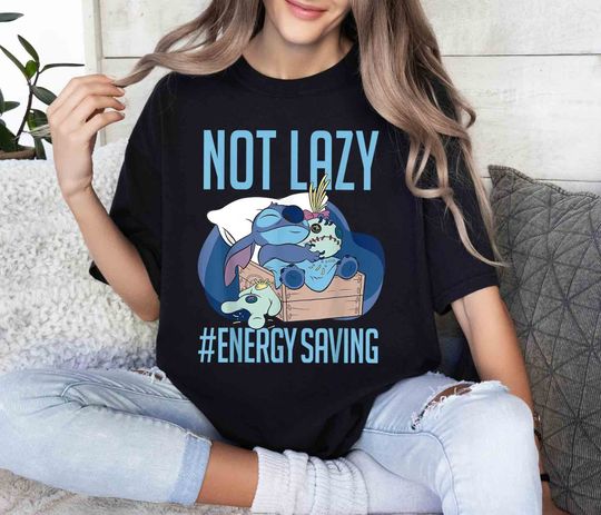 Disney Not Lazy Enegy Saving Stitch Shirt