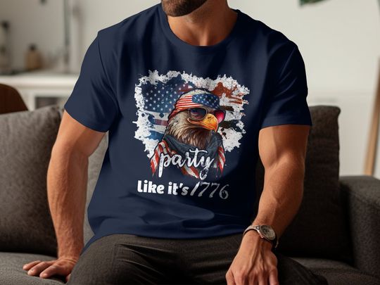 Party Like It's 1776! 4th of July Eagle T-Shirt | American Flag