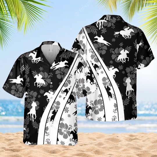 Personalized Horse Racing Hawaiian Shirt, Cowboy Western Aloha Shirt, Kentucky Derby, Summer Hawaiians Shirts, Horse Lover Shirt