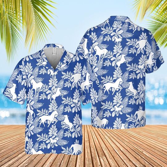 Personalized Horse Riding Palm Tree Hawaiian Shirt, Cowboy Western Aloha Shirt, Short Sleeve Aloha Shirt, Summer Shirts, Horse Lover Shirt