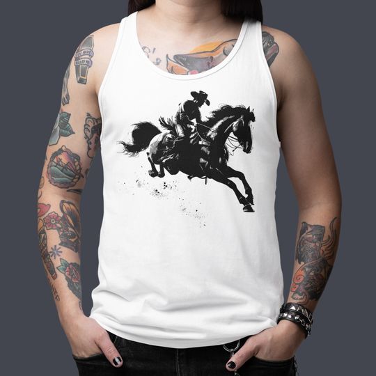 Cowboy & Horse Dynamic Equestrian Leap Unisex Tank Top