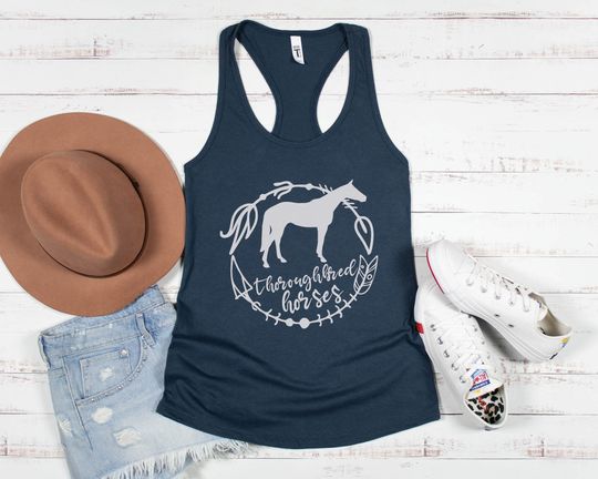 Thoroughbred Horse Women's Racerback Tank | Thoroughbred Tank Top, Thoroughbred Horse Shirt, Gift for Thoroughbred Owner