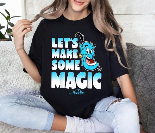 Let's Make Some Magic Gradient Text Aladdin Genie Disney Shirt