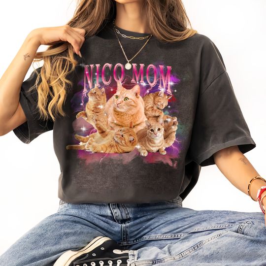 Custom Pet Vintage Washed Shirt, Custom Cat Graphic