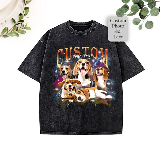 Custom Vintage Pet Shirt Pet Photo + Name