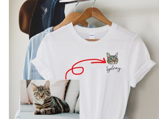 Custom Pet Shirts Embroidered Pet Photo + Name Custom