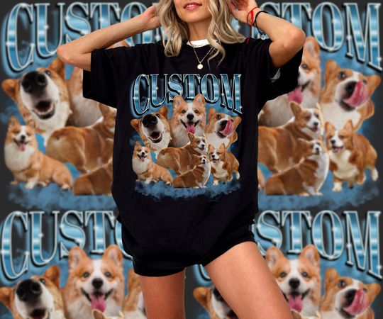 90s Vintage Graphic Pet Dog Cat T-shirt, Custom Bootleg Rap