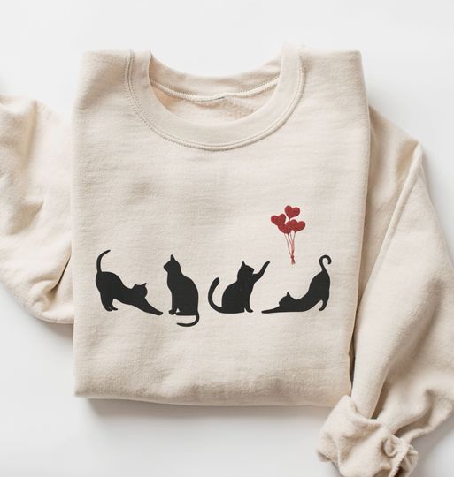 Black Cat Sweatshirt, Cat Shirt, Gift for Cats Lover