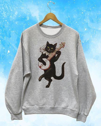 Black Cat Sweatshirt, Cat Shirt, Gift for Cats Lover