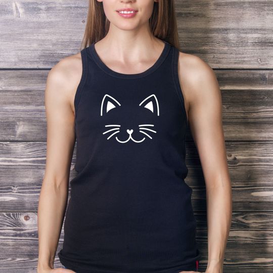 Black Cat Tank Top, Cat Shirt, Gift for Cats Lover