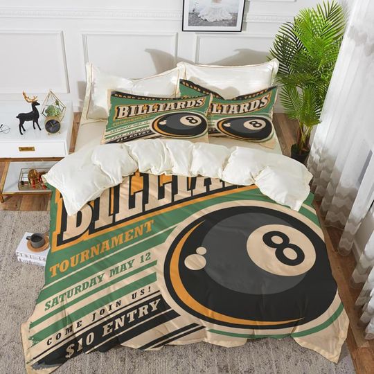 Bedding Sets Billiard Balls Form Grand Prize Quote Hobby Game Play Sports