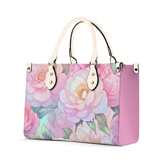 Flower Pattern Leather Handbag, Gift for Women
