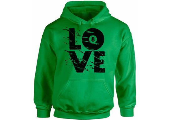 LOVE Billiards Hoodie  Hooded Pool Player Gifts Eight Ball Billiards Sports Graphic