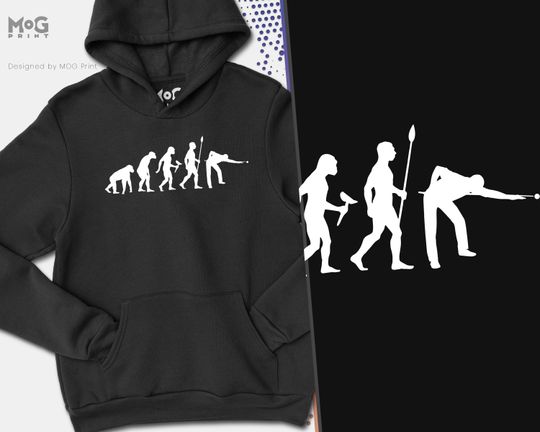 Evolution Of Pool Hoodie | Snooker Shirt | 8 Ball Pool | Pool Player Gift | Cue Sports Hooded Jumper