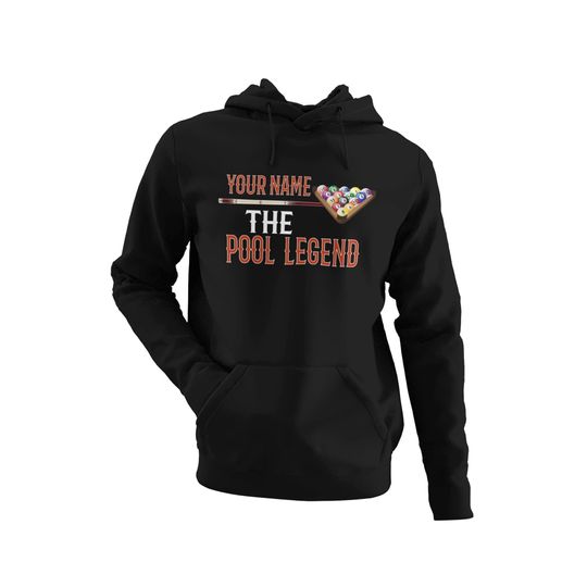 PERSONALISED  Hoodie Your Name The Pool Legend High Quality Hooded Top add any name custom gift for pool player