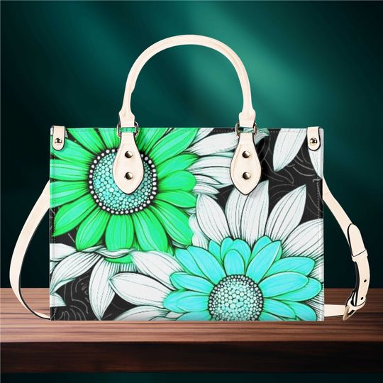 Flower Pattern Leather Handbag, Gift for Women