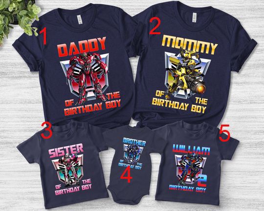 Transformers Birthday Family Matching Shirt, Transformers Rescue Bots Personalized Shirt, Custom Name and Age Birthday Shirt