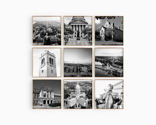 Madison Wisconsin Square Black and White Poster