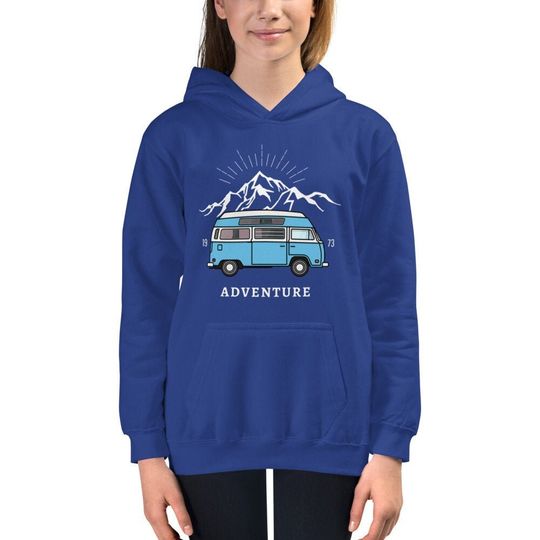 Adventure Mountain Hoodie, Bus Style Vanlife Unisex Hoodie