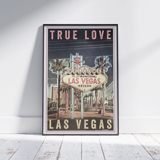 Las Vegas Poster True Love by Alecse | Limited Edition Las Vegas Wedding Poster | Gallery Wall Print of Las Vegas | Wedding Anniversary Gift