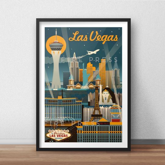 Restored Las Vegas Poster / Print / America Travel Print / Travel Poster / Fashion Poster / Vintage Print