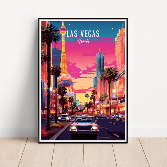 Las Vegas Travel Poster, Las Vegas Travel Art, Las Vegas print, Las Vegas gift