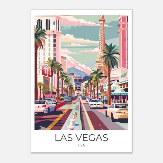 LAS VEGAS - Travel Poster - Las Vegas Travel Print - Las Vegas Poster - Vintage Poster - Travel Poster Las Vegas Print
