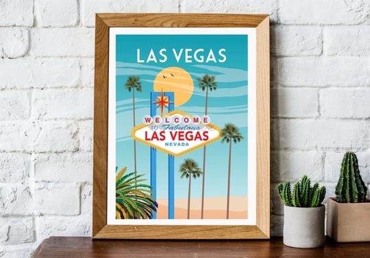 Las Vegas print, Las Vegas poster, Las Vegas wall art, Las Vegas travel print, retro travel print, travel wall art, travel poster
