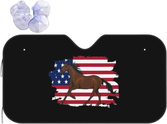American Flag Patriotic Horse Sun Shade