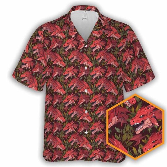 Tropical Red Dragon | DnD Button-Up Hawaiian Shirt