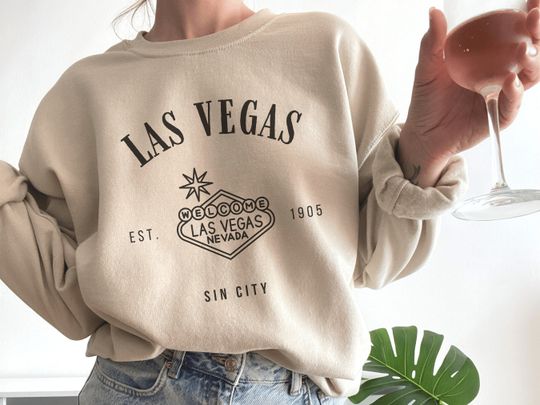 Las Vegas Sweatshirt, Vegas Crewneck Gift, Nevada Sweater Shirt, Womens Pullover, Vintage Long Sleeve, Unisex Mens Clothing