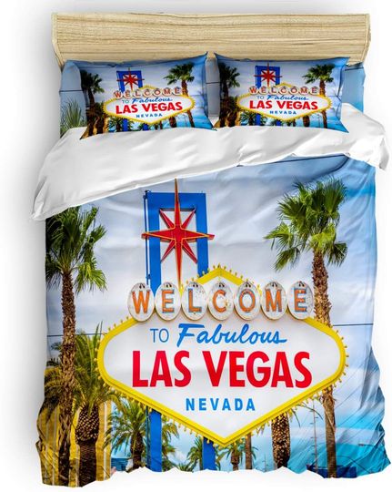 PartyShow, White Las Vegas American Signage Bedroom Bedding Sets