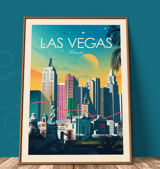 Las Vegas Travel Print featuring Statue of Liberty Nevada Art Print, Travel Print, Travel Poster