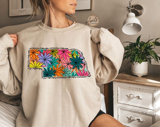 Nebraska Floral Sweatshirt, Nebraska Sweatshirt, Midwest Sweatshirt