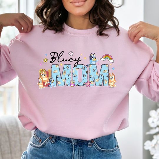 Retro BlueyDad Mom Sweatshirts, Family Matching Sweatshirts, Mother's Day Gift