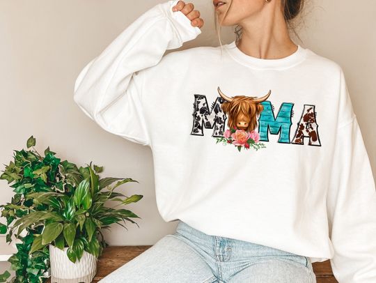 Mama Sweatshirt, Cow Print Mama Sweatshirt, Floral Mama Sweatshirt