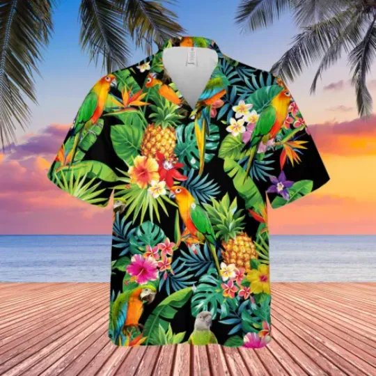 Parrot Pineapple Unisex Hawaiian Shirt Summer Shirt