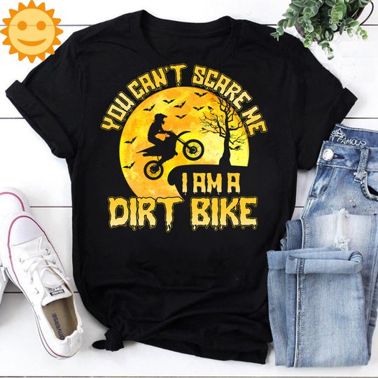 Biker You Can't Scare Me I Am A Dirt Bike Vintage T-Shirt, Halloween Shirt, Biker Shirt, Dirt Bike Shirt, Dirt Bike Lovers Shirt