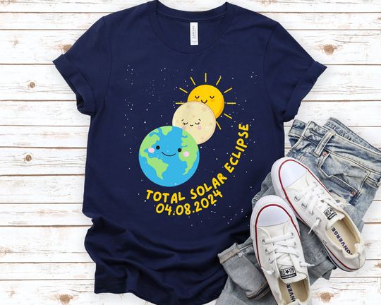 Total Solar Eclipse 2024 Shirt, Cute Toddler Shirt 2T-5T Solar Eclipse, April 8 2024 Cute Moon Sun Earth Phases, Solar Eclipse Youth Shirt