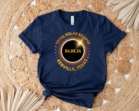 Custom City State Total Solar Eclipse 2024 Shirt, April 8th 2024 T-Shirt, Personalized Family Eclipse Viewing Tee, Eclipse Souvenir Gift