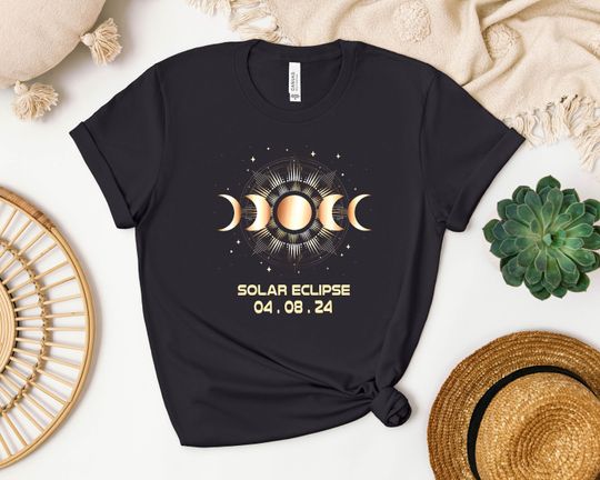 Custom State City Total Solar Eclipse Shirt, 4.8.2024 Great American Eclipse States, Solar Eclipse 2024 Shirt, Sun Moon Totality 2024
