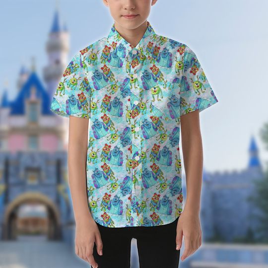 Monsters Inc Hawaiian Shirt, Disneyland Vacation Button Up Shirt