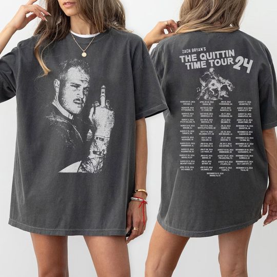 Double Side Zach Bryan The Quittin Time Tour Shirt