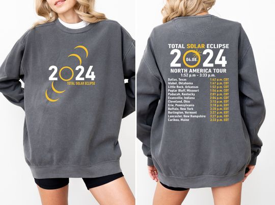 Comfort Colors Eclipse Event 2024 Sweatshirt, Eclipse Lover, Total Solar Eclipse 2024 Sweatshirt, April 8th 2024 Hoodie, Celestial Sweater