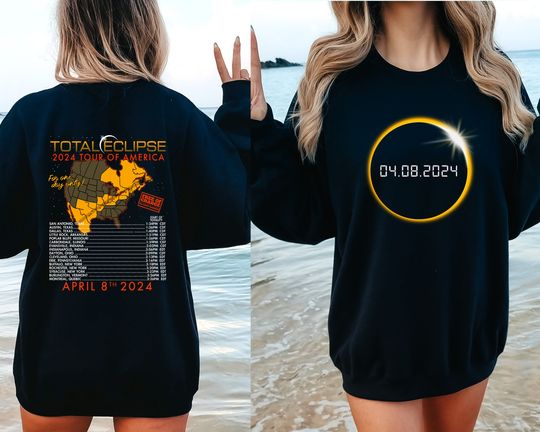 Total Solar Eclipse 2024 Sweatshirt, Solar Eclipse Twice In A Lifetime 2024 Sweatshirt, Path of Totality Tee, Eclipse Souvenir Gift,