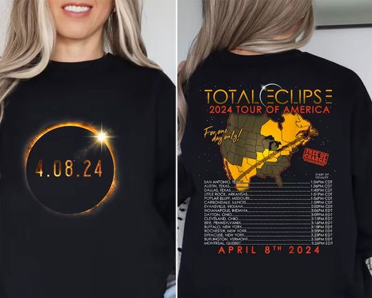 Total Solar Eclipse 2024 sweatshirt, April 8 2024 Shirt, Solar Eclipse Twice In A Lifetime 2024 Shirt, Path of Totality Tee,Eclipse Souvenir